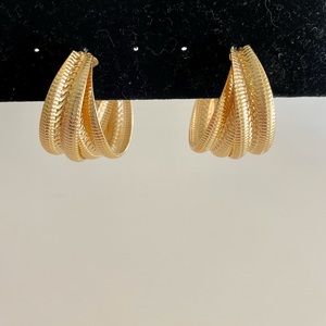 Vintage Gold Tone Double Hoops